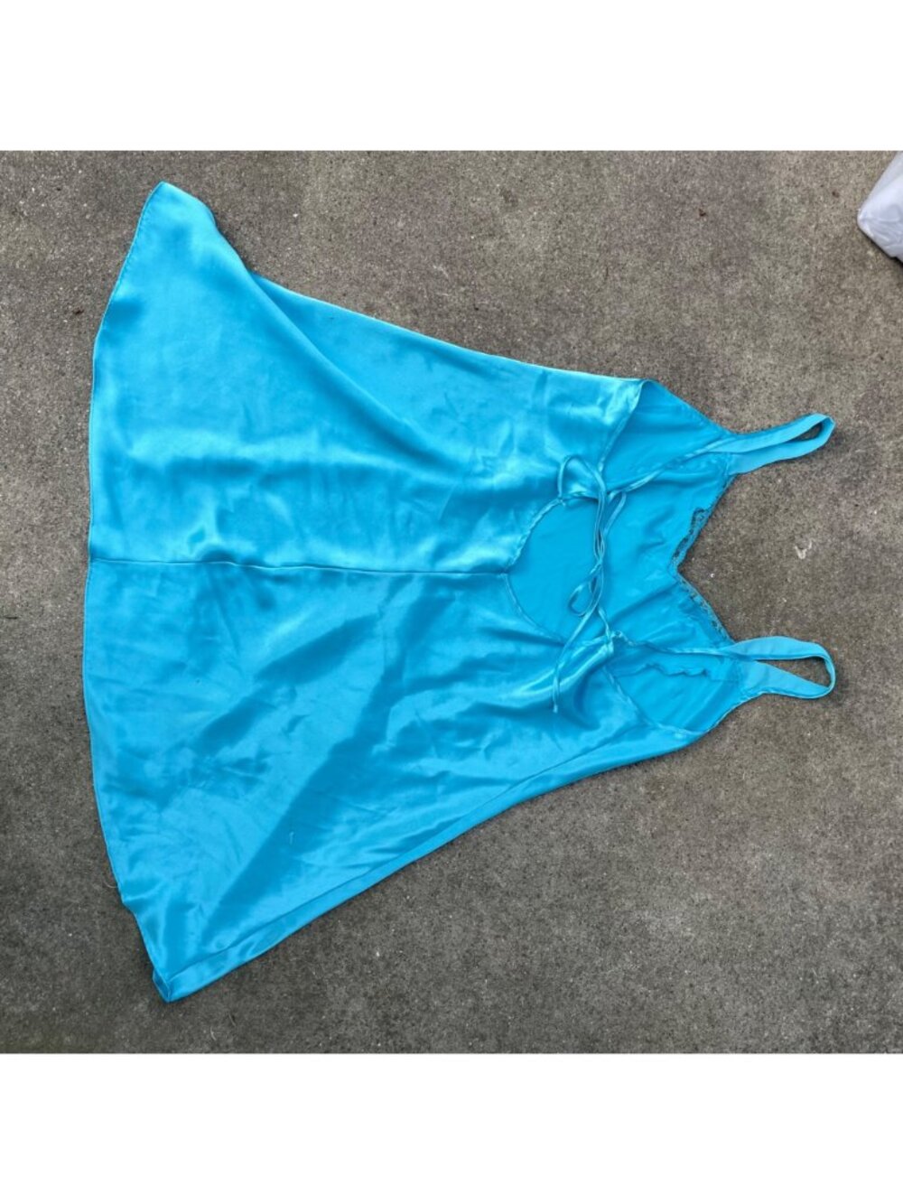 Vintage Y2K Blue Satin Slip Dress Cami Fairycore Plus Size 1X Coquette Lingerie - Picture 10 of 12
